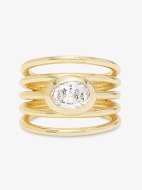 Melinda Maria Gold Stacked Ring with Brilliant Bezel-Set Simulated Diamond